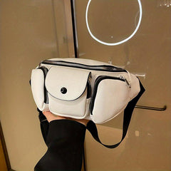 Retro Solid PU Leather Chest Bag Women's Waist Bag