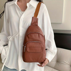 Minimalist PU Leather Sling Bag for Women