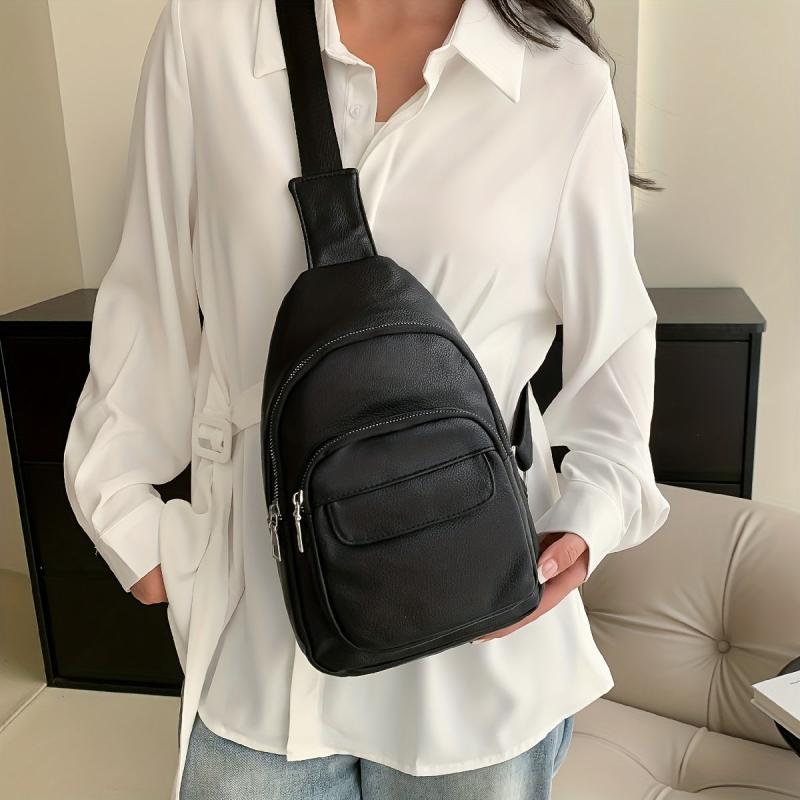 Minimalist PU Leather Sling Bag for Women