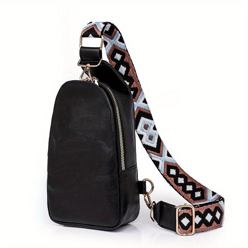 Vintage Sling Bag With Lock Guitar Strap Crossbody Bag