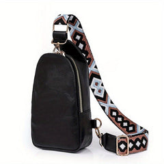 Vintage Sling Bag With Lock Guitar Strap Crossbody Bag