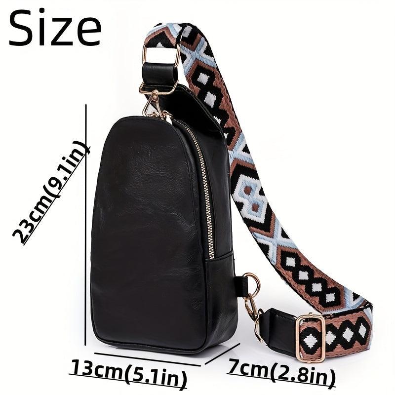 Vintage Sling Bag With Lock Guitar Strap Crossbody Bag