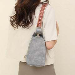 Vintage Sling Bag With Lock Guitar Strap Crossbody Bag