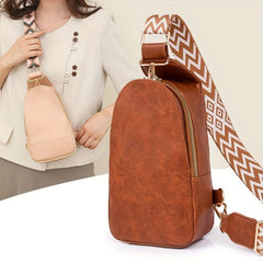 Vintage Sling Bag With Lock Guitar Strap Crossbody Bag