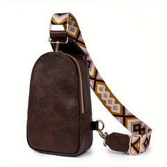 Vintage Sling Bag With Lock Guitar Strap Crossbody Bag