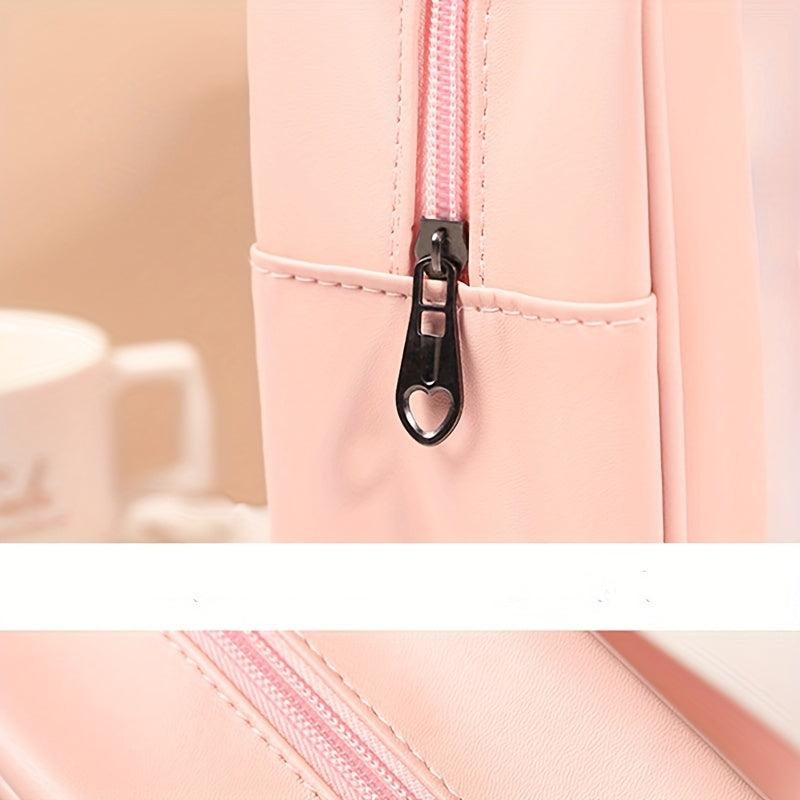Pink Waterproof Cosmetic Bag, Large Capacity Portable Makeup Bag