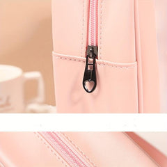 Pink Waterproof Cosmetic Bag, Large Capacity Portable Makeup Bag