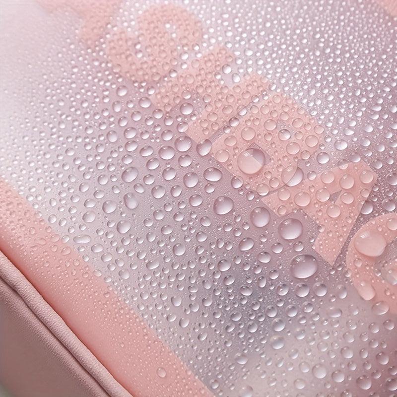 Pink Waterproof Cosmetic Bag, Large Capacity Portable Makeup Bag
