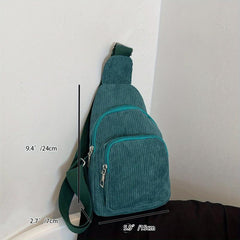 Corduroy Soft Crossbody Bag Solid Chest Bag Fanny Pack