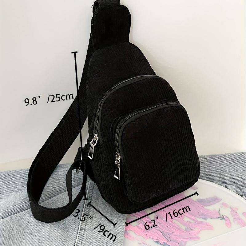 Corduroy Soft Crossbody Bag Solid Chest Bag Fanny Pack