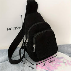Corduroy Soft Crossbody Bag Solid Chest Bag Fanny Pack