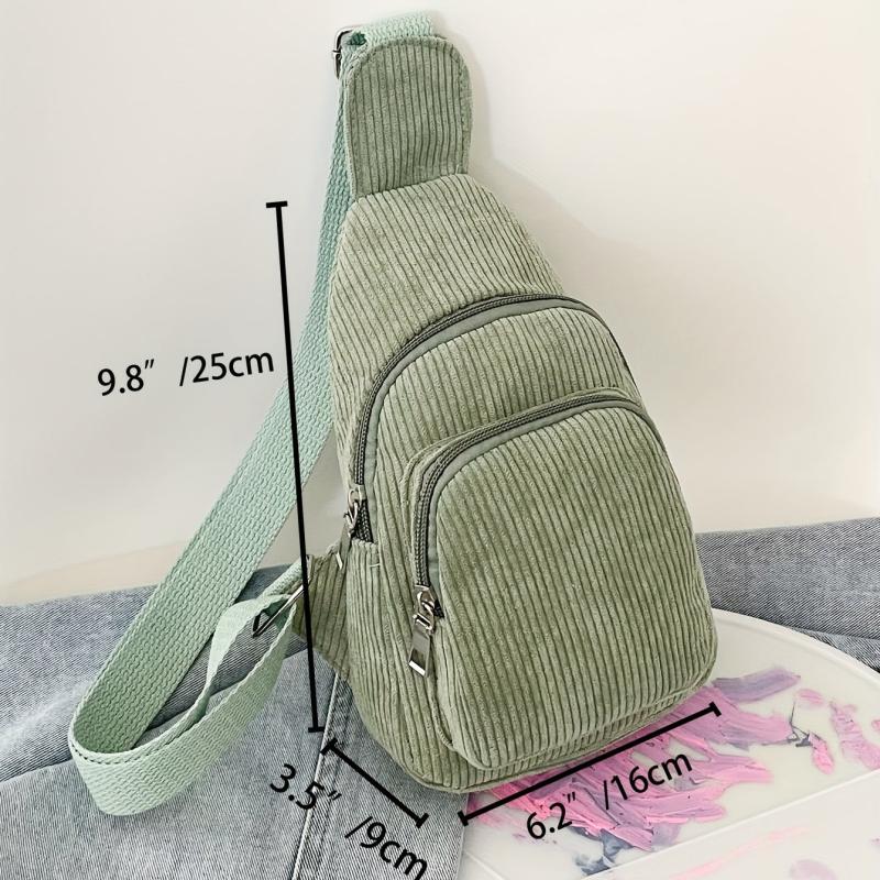 Corduroy Soft Crossbody Bag Solid Chest Bag Fanny Pack