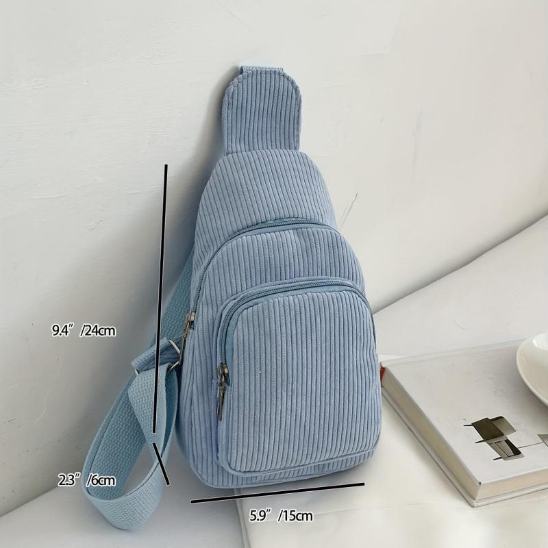 Corduroy Soft Crossbody Bag Solid Chest Bag Fanny Pack