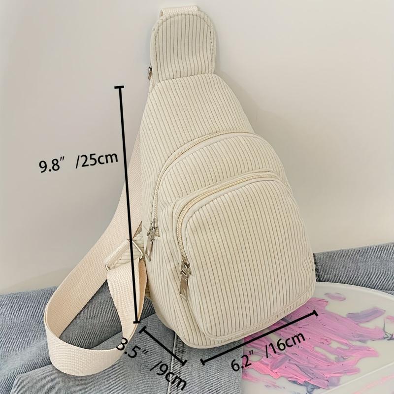 Corduroy Soft Crossbody Bag Solid Chest Bag Fanny Pack