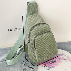 Corduroy Soft Crossbody Bag Solid Chest Bag Fanny Pack