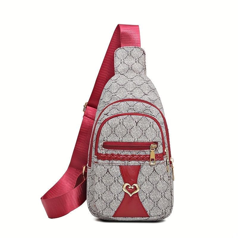 Geometric Pattern Sling Bag Zipper Crossbody Casual Chest Bag