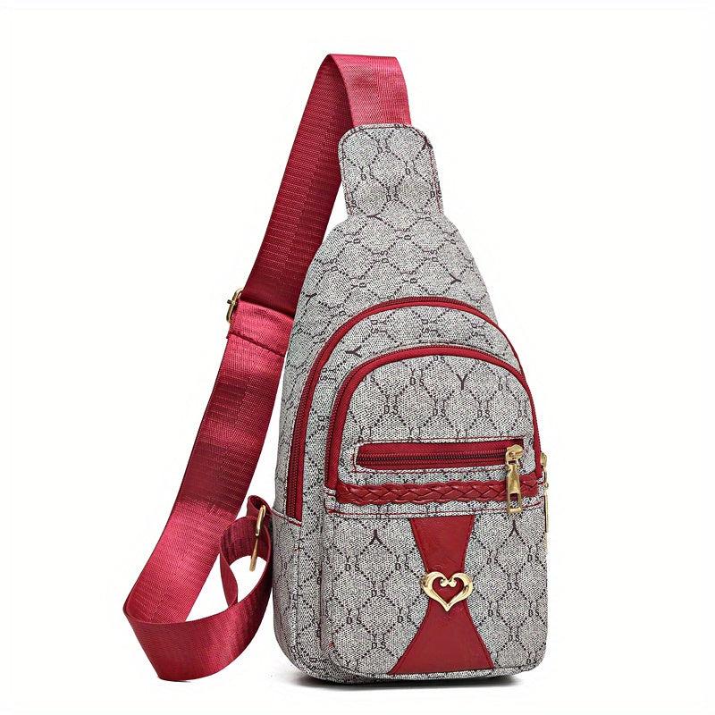 Geometric Pattern Sling Bag Zipper Crossbody Casual Chest Bag