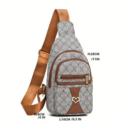 Geometric Pattern Sling Bag Zipper Crossbody Casual Chest Bag