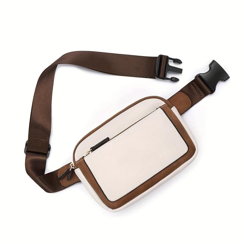 Waterproof Adjustable Mini Chest Bag Zipper Fanny Pack Ivory Waist Bag