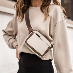 Waterproof Adjustable Mini Chest Bag Zipper Fanny Pack Ivory Waist Bag