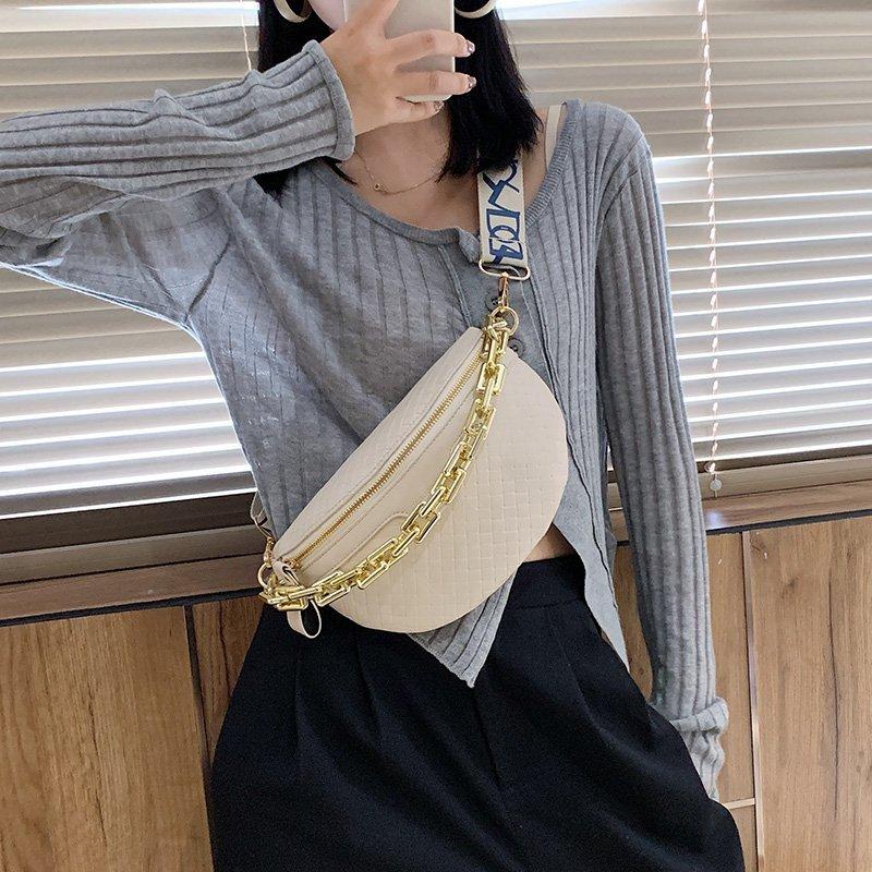 Women's Waist Bag with Chain Strap Zipper Fanny Pack