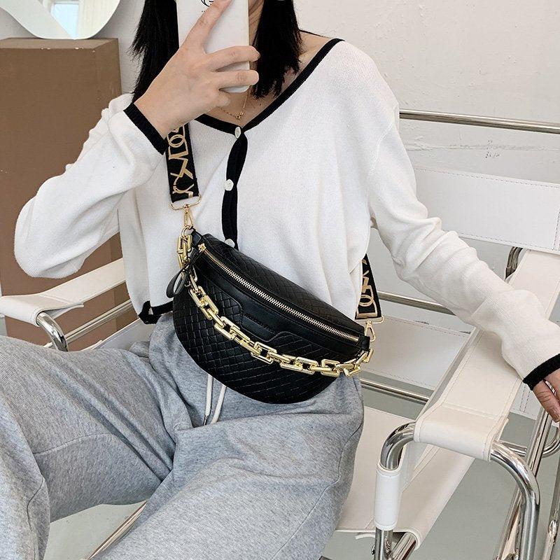 Women's Waist Bag with Chain Strap Zipper Fanny Pack
