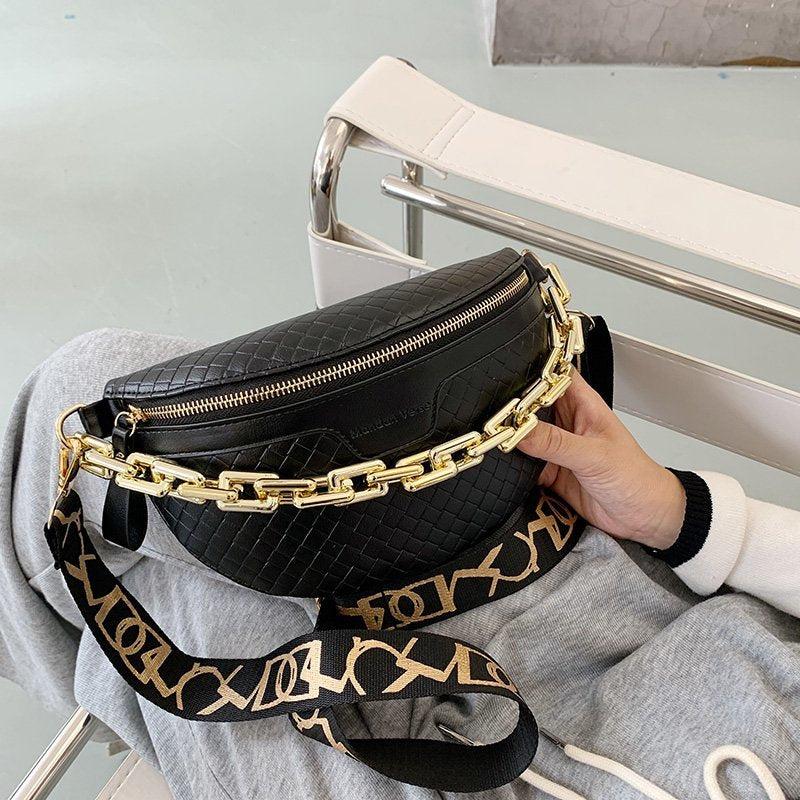 Women's Waist Bag with Chain Strap Zipper Fanny Pack