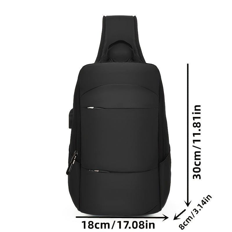 Nylon Sling Bag USB Charging Port Crossbody Lightweight Chest Purse