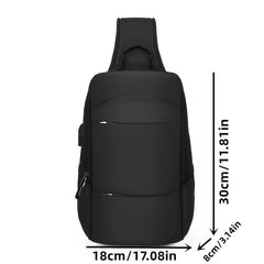 Nylon Sling Bag USB Charging Port Crossbody Lightweight Chest Purse