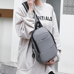 Nylon Sling Bag USB Charging Port Crossbody Lightweight Chest Purse