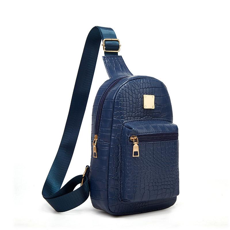 Crocodile Pattern Sling Bag PU Leather Chest Purse Women's Travel Crossbody Bag