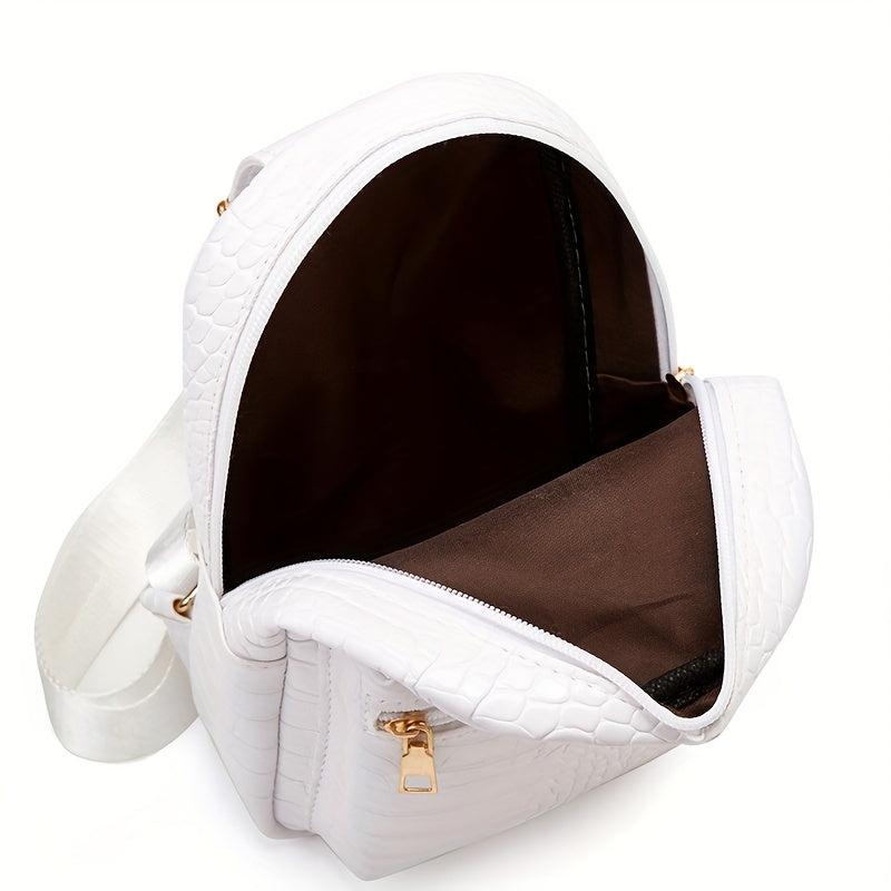Crocodile Pattern Sling Bag PU Leather Chest Purse Women's Travel Crossbody Bag