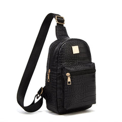 Crocodile Pattern Sling Bag PU Leather Chest Purse Women's Travel Crossbody Bag