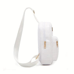 Crocodile Pattern Sling Bag PU Leather Chest Purse Women's Travel Crossbody Bag