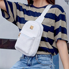 Crocodile Pattern Sling Bag PU Leather Chest Purse Women's Travel Crossbody Bag