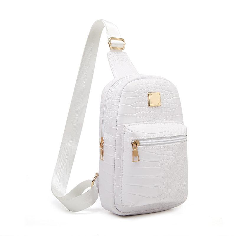 Crocodile Pattern Sling Bag PU Leather Chest Purse Women's Travel Crossbody Bag