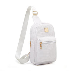 Crocodile Pattern Sling Bag PU Leather Chest Purse Women's Travel Crossbody Bag