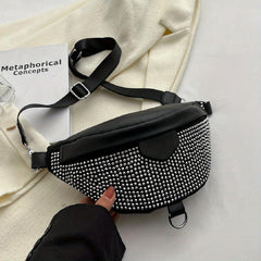 Glitter Rhinestone Crossbody Bag with Adjustable Strap