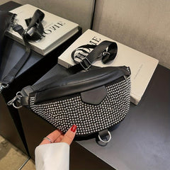 Glitter Rhinestone Crossbody Bag with Adjustable Strap
