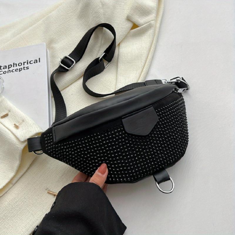 Glitter Rhinestone Crossbody Bag with Adjustable Strap