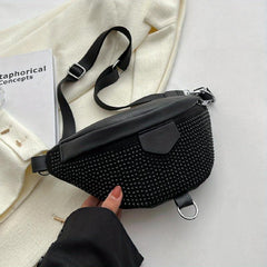 Glitter Rhinestone Crossbody Bag with Adjustable Strap