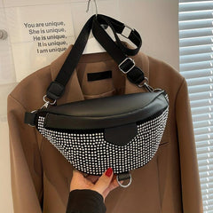 Glitter Rhinestone Crossbody Bag with Adjustable Strap
