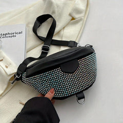 Glitter Rhinestone Crossbody Bag with Adjustable Strap