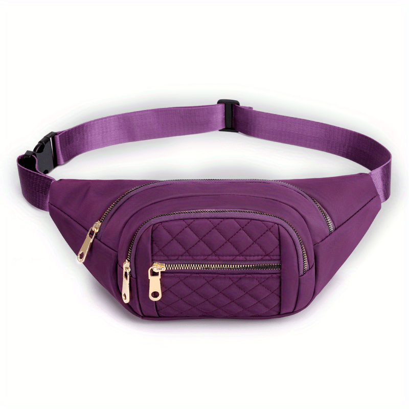 Quilted Waist Bag Zipper Fanny Pack for Women