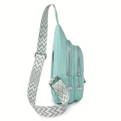 Double Zipper Layer Chest Bag Sports Fitness Crossbody Bag