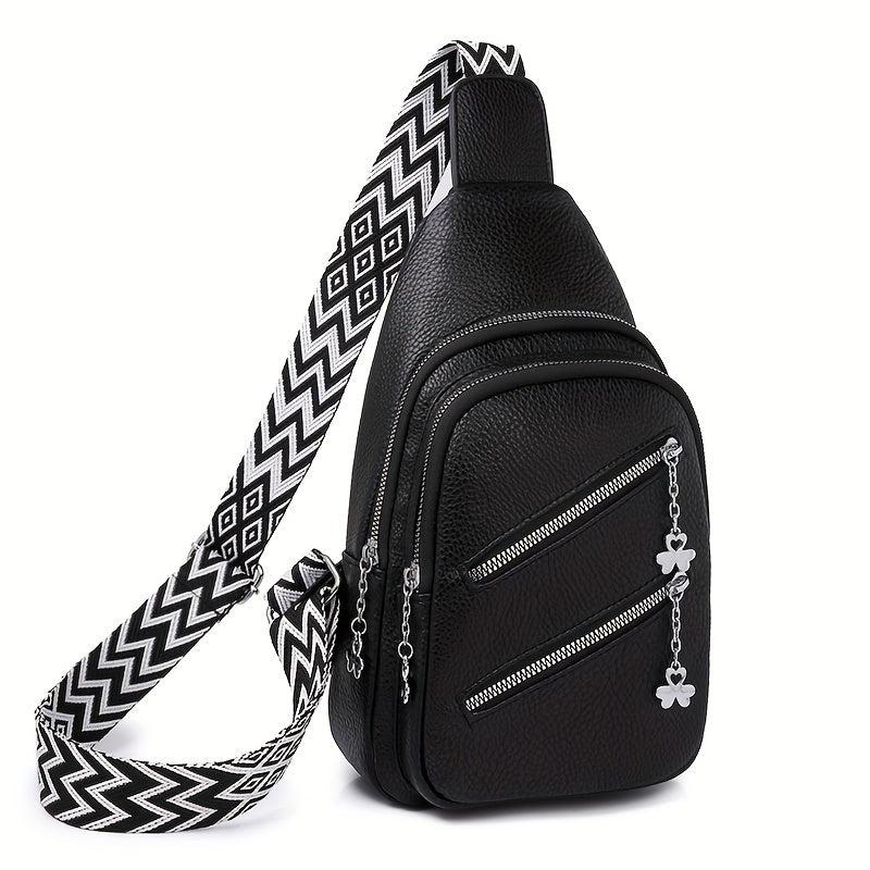 Double Zipper Layer Chest Bag Sports Fitness Crossbody Bag
