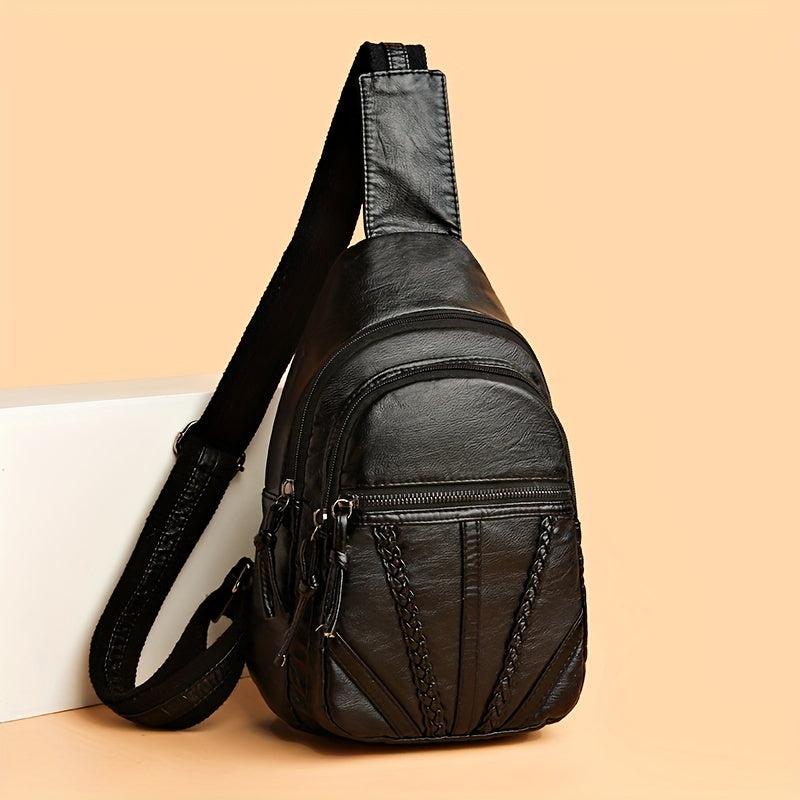 Faux Leather Chest Bag Durable Crossbody Stylish Fanny Pack
