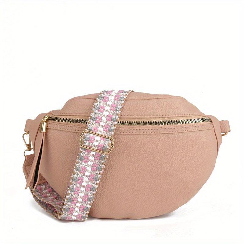 Faux Leather Chest Bag Zipper Shoulder Bag
