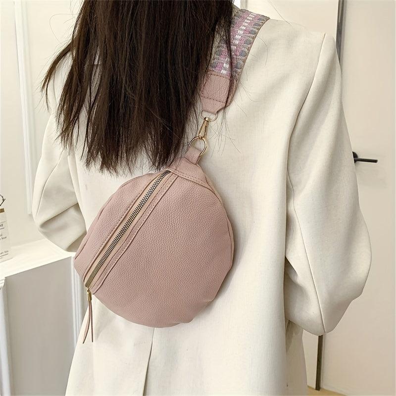 Faux Leather Chest Bag Zipper Shoulder Bag