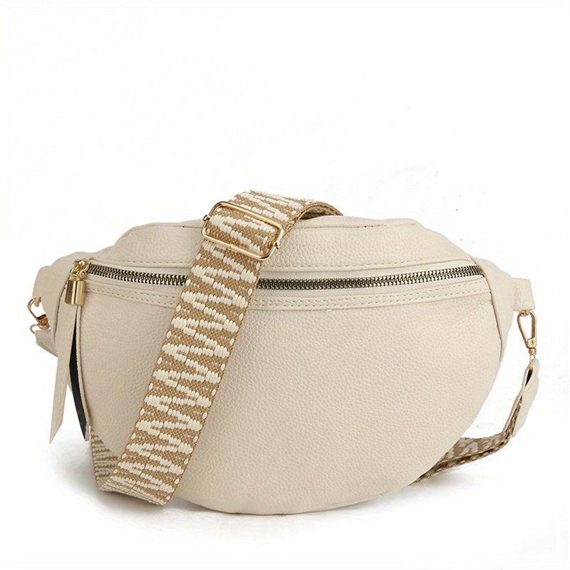 Faux Leather Chest Bag Zipper Shoulder Bag